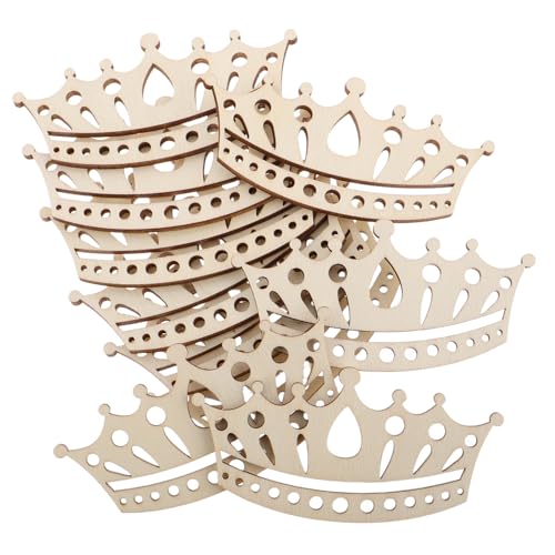 YARNOW 10 Stück Handgefertigte Lernspielzeuge Kinderhandwerk DIY Holzhandwerk DIY Handwerk Kronen Dekorationsset Für Partys Unbehandelte Holztafeln Bretter Beige Holz von YARNOW