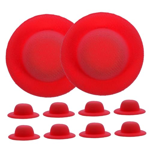YARNOW 10 Stück Kleines Strohhutspielzeug Filz-Fedoras Mädchen Unser Puppen Miniaturhüte Zum Basteln Süßer Miniaturhut Gewebte Gemacht Dekorationen Zubehör Rot Flanell von YARNOW