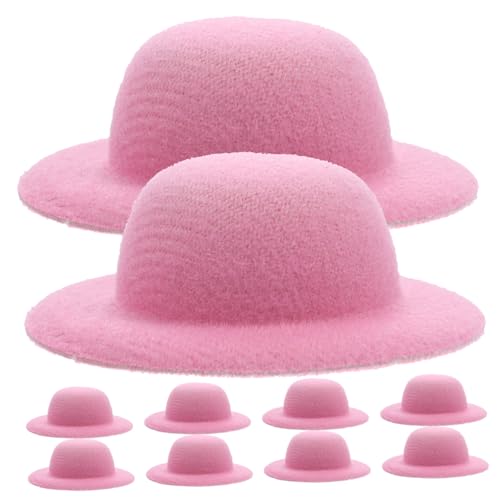 YARNOW 10 Stück Kleines Strohhutspielzeug Kleine Strohhüte Basteln Mini-hüte Kleine Puppen Winzig Puppenhut Puppenzubehör Mini-strohhüte Zum Basteln Bunt Gewebte Eva Rosa von YARNOW