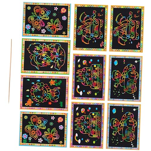 YARNOW 10 Stück Kratzbilder für Teiliges DIY Handgemaltes Papier Graffiti Kreatives Kratzpapier für Bastelprojekte für Junge Künstler und Freizeitgestaltung YARNOW 10 Stück Kratzbilder für Teiliges DIY Handgemaltes Papier Graffiti Kreatives Kratzpapier für Bastelprojekte für Junge Künstler und Freizeitgestaltung von YARNOW