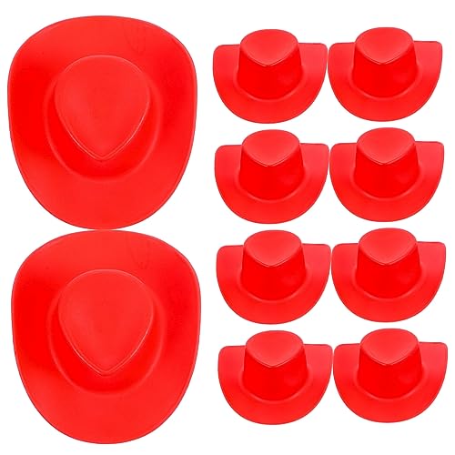 YARNOW 10 Stück Mini Cowboy -hutspielzeug Hut Kostüm Westliche Hüte Miniatur-puppenhüte Blau Kinderhut Mädchen Bräunen Party Western Mini-cowboyhüte Basteln Mini Toy Cowboyhut Plastik Rot von YARNOW