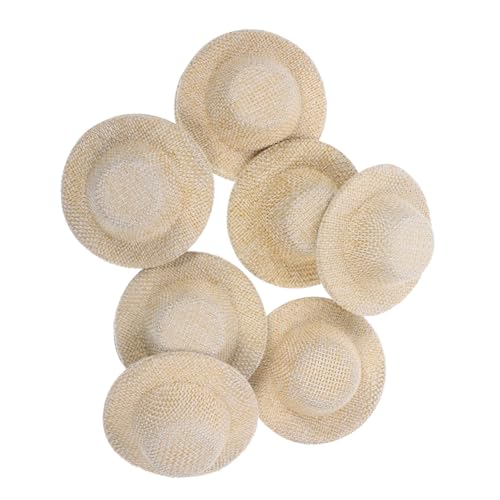 YARNOW 10 Stück Mini Imitation Hats für Bastelprojekte Kleine Strohhüte für Puppen Fotorequisiten und DIY Dekoration für Kreatives Spiel und Bastelarbeiten Außendurchmesser Erdiger Farbe von YARNOW