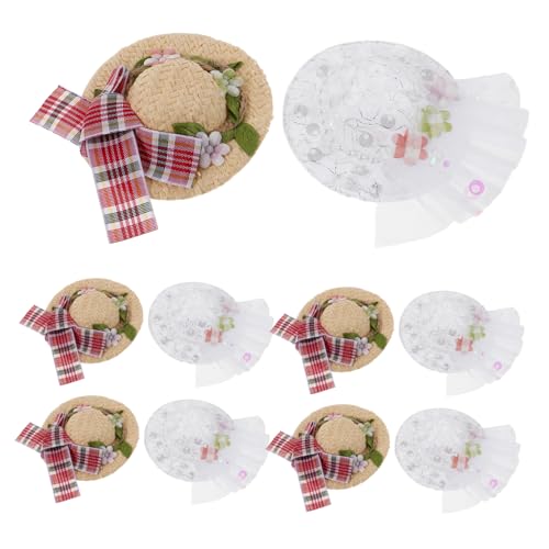 YARNOW 10 Stück Mini Strohhüte mit Spitzenblumen Handgefertigt Leicht und Robust Mini Hüte für Bastelarbeiten Puppenkostüme DIY Dekorationen YARNOW 10 Stück Mini Strohhüte mit Spitzenblumen Handgefertigt Leicht und Robust Mini Hüte für Bastelarbeiten Puppenkostüme DIY Dekorationen von YARNOW