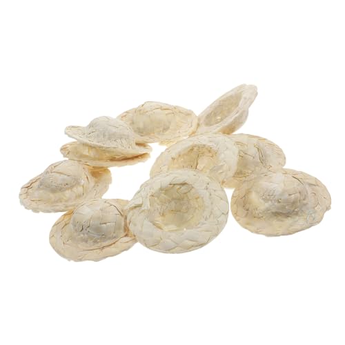 YARNOW 10 Stück Miniature Woven Straw Hats für Puppen Flaschen Handgefertigte Dekorationen für DIY Bastelprojekte Leicht Realistisch für Miniaturen von YARNOW