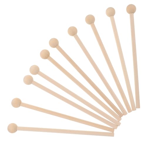 YARNOW 10 Stück Percussion Drum Stick für orff Schlägel Kindertrommel Handshandle schütteln Vertikaler Wäscheständer für Babyflaschen Handglocke -Trommeln Babyglocke Holz Khaki von YARNOW