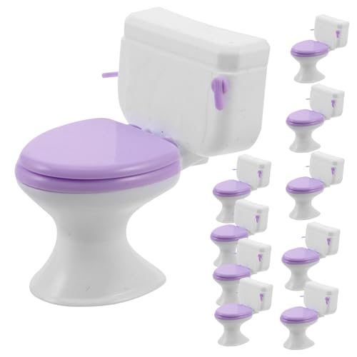 YARNOW 10 Stück Puppenhaus-Toilette Realistische Mini-badezimmermöbel Kompakte Deko für Puppenhaus-Badezimmer Detailgetreues für Kreative Rollenspiele von YARNOW