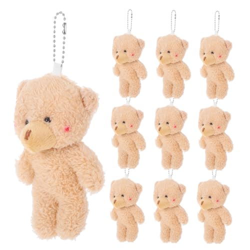 YARNOW 10 Stück Teddybärenschlüsselkette Bären-Plüschanhänger kleine Bärenpuppe Kleiner Plüschbär Mini Bären Plüschtier Mini-Bärenmasse Minibär PP Baumwolle Light Brown YARNOW 10 Stück Teddybärenschlüsselkette Bären-Plüschanhänger kleine Bärenpuppe Kleiner Plüschbär Mini Bären Plüschtier Mini-Bärenmasse Minibär PP Baumwolle Light Brown von YARNOW