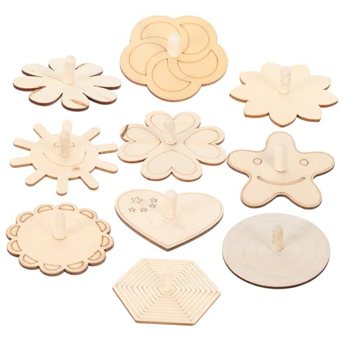 YARNOW 10 Stück Teiliges Holzgyroskop für Unbemalt DIY und Basteln für Fördert Kreativität und Hand Augen Koordination von YARNOW
