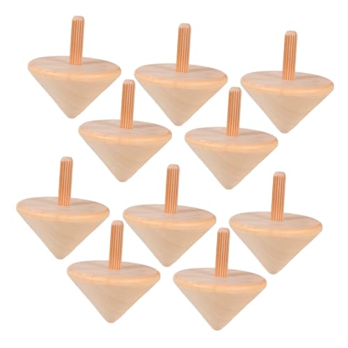 YARNOW 10 Stück Teiliges Holzspielzeug für DIY Malset Langlebige Unbemalte Fördert Feinmotorik Hand Auge Koordination und Kreative Entwicklung Sichere Holzkreisel für Drinnen und Draußen von YARNOW