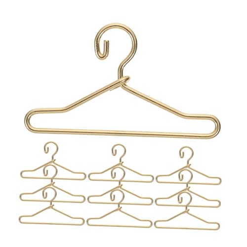 YARNOW 10 Stück Teiliges Miniatur Puppenkleiderbügel aus Metall Goldfarbene Mini Kleiderbügel für Puppenkleidung Glatte Oberfläche Robust und Langlebig für Puppenschränke und von YARNOW