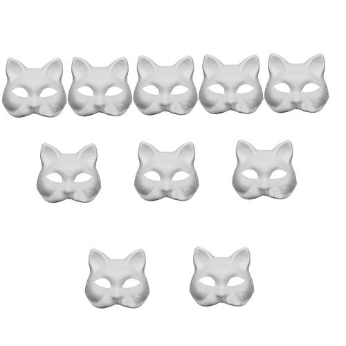 YARNOW 10 Stück Teiliges Weiße Katzen Gesichts Masken aus Umweltfreundlichem Papierpulp Diy Bemalbare Blanko Tiermasken für Karneval Party Kostüm und Kreative Gestaltung YARNOW 10 Stück Teiliges Weiße Katzen Gesichts Masken aus Umweltfreundlichem Papierpulp Diy Bemalbare Blanko Tiermasken für Karneval Party Kostüm und Kreative Gestaltung von YARNOW
