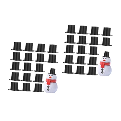 YARNOW 100 Stck. Mini Weihnachts Hüte Schwarz Miniatur Zylinderhüte für Diy Schneemann Deko Puppen Zubehör Party Bastelbedarf von YARNOW