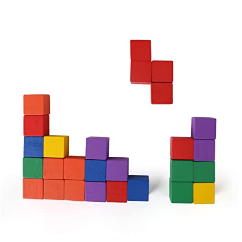 YARNOW 100 Stück Bunte Holzbausteine Farbige Würfel für Kreative DIY Projekte Pädagogisches für Robuste und Glatte Bauklötze für Kreatives Lernen von YARNOW