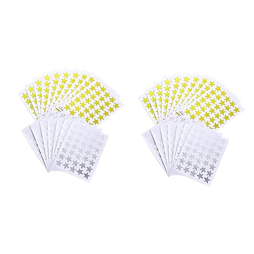 YARNOW 100 Stück Fünfzackstern Belohnungsaufkleber für Glitzernde Silberne und Goldene Sticker für Kindergarten Zubehör für Kreative Bastelprojekte und Belohnung von YARNOW