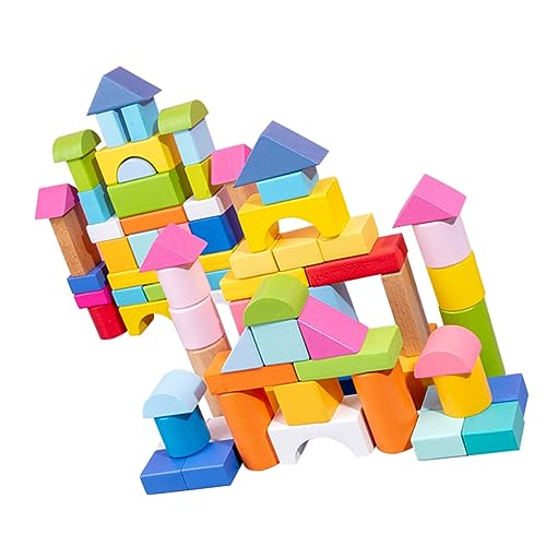 YARNOW 100Stücke Geometrische Bauklötze Holzspielzeug Für Pädagogisches Kreativität Und Räumlichen Wahrnehmung Umweltfreundliche Bauklötze Für Jungen von YARNOW