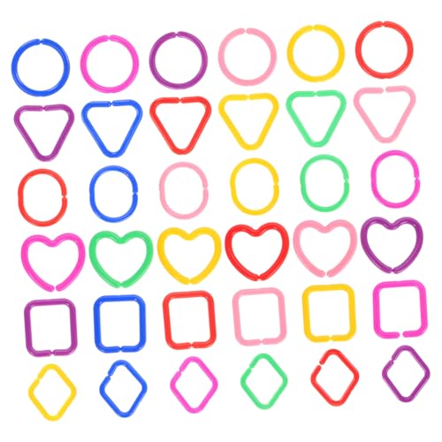YARNOW 100 Stück Geometrische Kettenglieder für Babys Kunststoff Spielzeugringe zur Kognitiven Entwicklung und Motorischen Fähigkeiten für Früherziehung und Kreatives Spielen von YARNOW