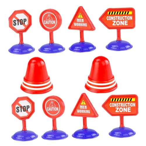 YARNOW 10Stücke Teiliges DIY Verkehrszeichen Straßenkegel Modelle Für Verkehrserziehung Und Kreative Rollenspiele Und Leicht Zu Handhaben von YARNOW