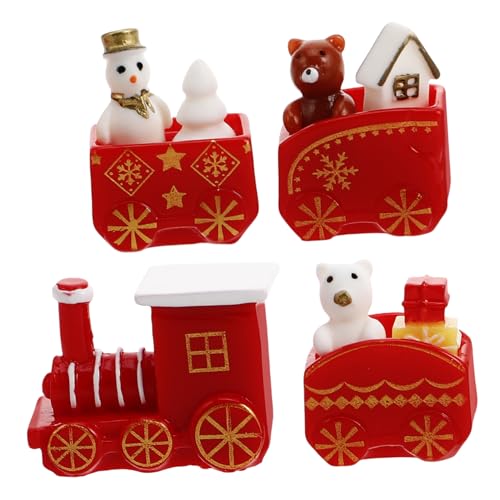 YARNOW 10Stücke Teiliges Mini Holz Zug Dekorationsset für Weihnachtsfeiern DIY Mikrolandschaft mit Schneemann Figuren Kreative Tischdeko für Feste und Besondere Anlässe von YARNOW