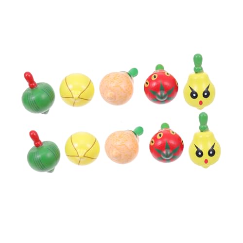 YARNOW 10Stücke Wooden Gyro Toy Early Educational Fruit Spinning Tops for for Parent Child Interaction and Skill Development von YARNOW