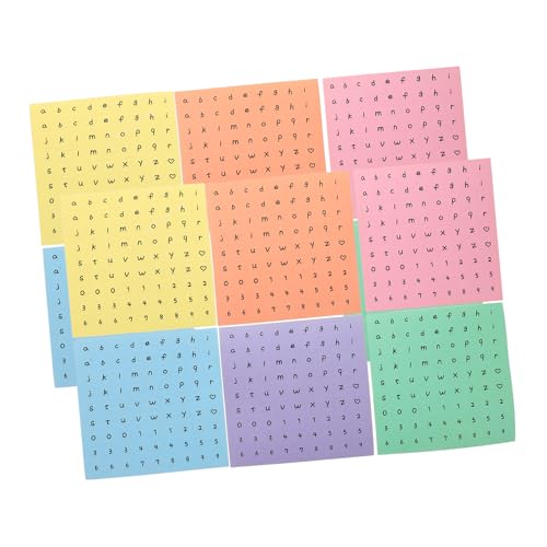 YARNOW 12 Blätter Süßer Stil Alphabet Nummer Aufkleber Selbstkleber Buchstaben Aufkleber Für DIY Journals Scrapbooks Planer Photocards Karten von YARNOW