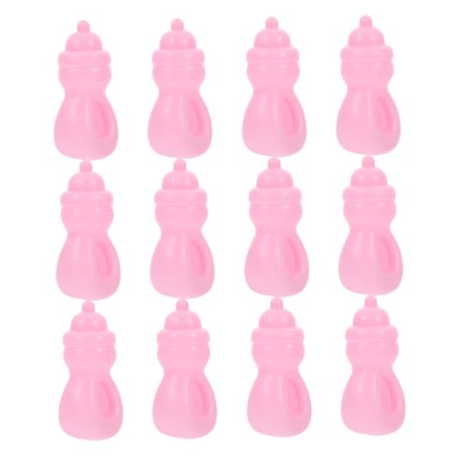 YARNOW 12 Stück Babyflaschenspielzeug kleine Futterflaschen Puppensaftflaschen Puppenflaschen Kinderspielzeug Simulation Flaschenspielzeug Miniaturflaschen Plastik Rosa von YARNOW