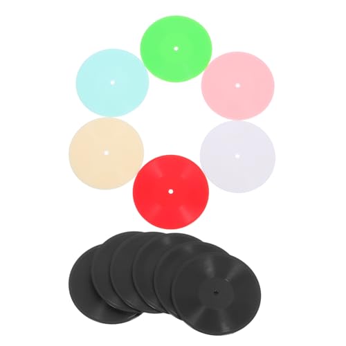 YARNOW 12 Stück Mini-Schallplatte Mini-Rekordmodell winzige Schallplatten Puppenzubehör simulierte Schallplatte Puppenhausdekor Puppenhaus-Miniatur-Schallplatten Miniaturspielzeug Plastik von YARNOW