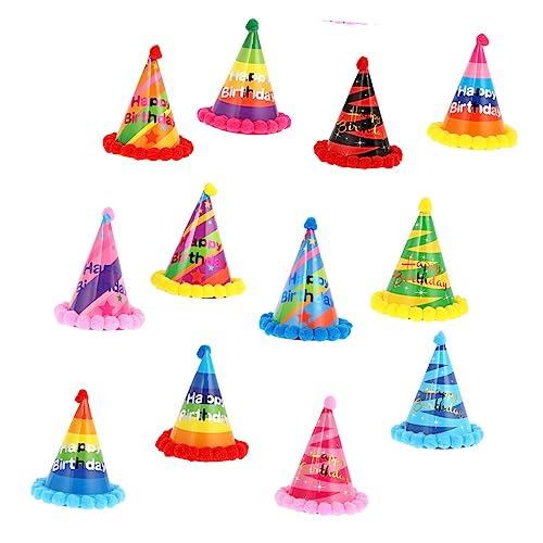 YARNOW 12 Stück Teiliges Geburtstags Partyhüte aus Papier mit Kuscheligen Pompons Leichte Geburtstagsdeko für Kindergeburtstag Verstellbare für Damen und Herren Witzige DIY YARNOW 12 Stück Teiliges Geburtstags Partyhüte aus Papier mit Kuscheligen Pompons Leichte Geburtstagsdeko für Kindergeburtstag Verstellbare für Damen und Herren Witzige DIY von YARNOW