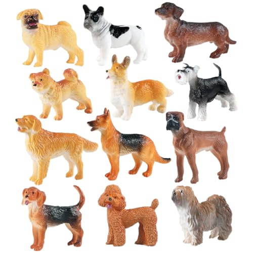 YARNOW 12 Stück Teiliges Hundefiguren Realistische Modelle für Puppenhaus Deko Geburtstagsparty Zubehör Süße Hundestatue Figuren von YARNOW