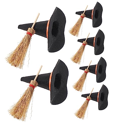 YARNOW 12 Stück Teiliges Mini Hexenhut und Besen für Puppenhäuser Filigrane Halloween Dekoration Große Schwarze Filzhüte Rote Mini Besen Detailreiche Requisiten für Basteln und Mikro YARNOW 12 Stück Teiliges Mini Hexenhut und Besen für Puppenhäuser Filigrane Halloween Dekoration Große Schwarze Filzhüte Rote Mini Besen Detailreiche Requisiten für Basteln und Mikro von YARNOW