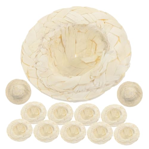 YARNOW 12 Stück Teiliges Miniatur Strohhüte für Puppen Handgefertigte Deko Hüte aus Stroh für DIY Projekte Puppenzubehör und Bastelarbeiten für Miniatur Dollhouses und Kreative von YARNOW
