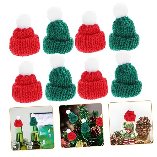 YARNOW 12 Stück Teiliges Miniatur Weihnachtsmützen Strick Wollmützen Flaschen Dekoration für Weinflaschen Puppen Ornamente Weihnachtsdeko Rot Grün Langlebig von YARNOW