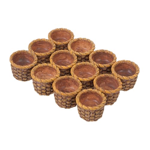 YARNOW 12 Stück Teiliges Miniatur-körbchen Handgewebtem Rattan Kompakte Mini Aufbewahrungskörbe für Puppenhausdeko Vielseitig als Mini Geschenkkörbchen Bastelzubehör und Deko für von YARNOW