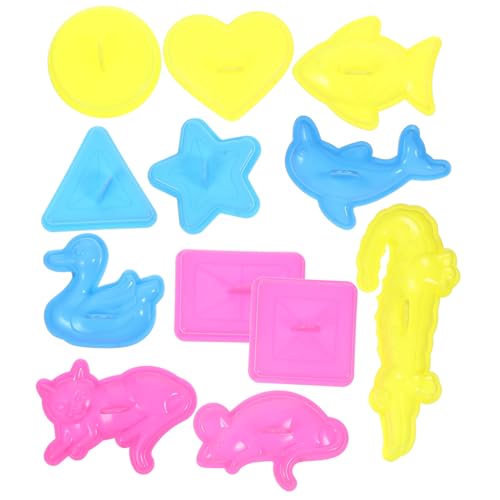 YARNOW 12 Stück Teiliges Sandspielzeug Set für Sandformen mit Tieren und für Sommer Am Strand Kreatives Motorik und Fantasie und Geometrische Modelle Zufällige Farbe von YARNOW
