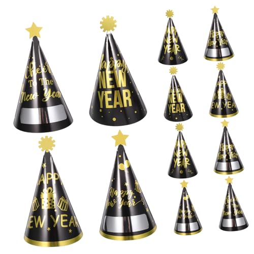 YARNOW 12 Stück Teiliges Year Cone Paper Hats Leichte Schwarze und Goldene Neujahrs Partyhüte aus Papier Komfortabel Vielseitig für Silvesterfeiern und Festliche Anlässe YARNOW 12 Stück Teiliges Year Cone Paper Hats Leichte Schwarze und Goldene Neujahrs Partyhüte aus Papier Komfortabel Vielseitig für Silvesterfeiern und Festliche Anlässe von YARNOW