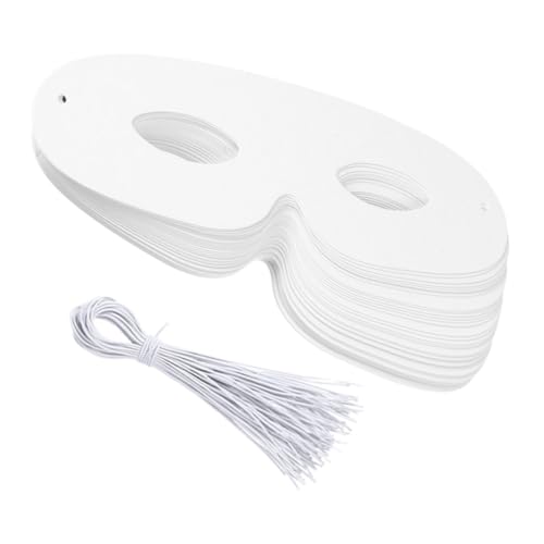 YARNOW 120pcs White Paper Eye Masken Einfache Masquerade Stanze Leere Maske Lackierbares Papierkostüm Mit Elastischen Seilen Für Cosplay Mardi Gras Halloween Party von YARNOW