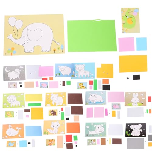 YARNOW 12Blätter Eva Tier Puzzle Aufkleber Für Lehrreiches Formen Lernspielzeug DIY Bastelmaterial Für Kreative Handarbeit Fördert Logisches Und Hand Auge Koordination von YARNOW
