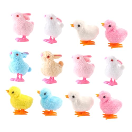 YARNOW 12Stücke Aufziehspielzeug Küken Und Kaninchen Plüsch Mit Designs Für Ostern Partyzubehör Und Kindergeburtstage Für Jungen Und Küken von YARNOW