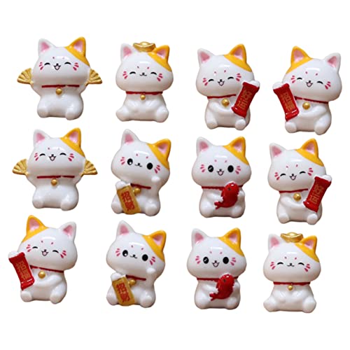 YARNOW 12Stücke Katzenfiguren Realistische Glückskatze Figuren Für Mikro Landschaftsdekoration Resin Katzenverzierung Für Zuhause Und Garten von YARNOW