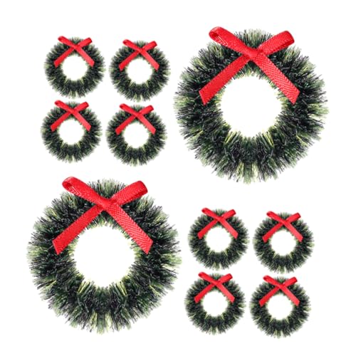 YARNOW 12Stücke Teiliges Kleiner Weihnachtskränze Für Puppenhausdekoration Mini Weihnachtskränze Mit Schleife Tragbar Und Vielseitig Einsetzbar Für Festliche Anlässe Und DIY Projekte von YARNOW