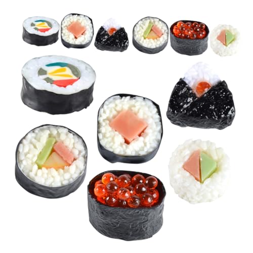 YARNOW 12Stücke Teiliges Realistisches Sushi Modellset für Fotografie und Dekoration Gefälschtem Sushi Reisbällchen und Verschiedenen Sushi Stilen für Spielküche und Rollenspiele von YARNOW