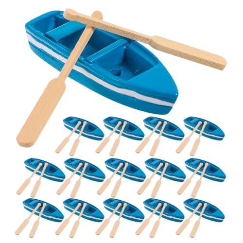 YARNOW 15 Sets Miniaturboot – Ruderbootmodell – Mini-Ruderboot, kleines Holzkanu mit Rudern für Feengarten, Heimdekor-Zubehör von YARNOW
