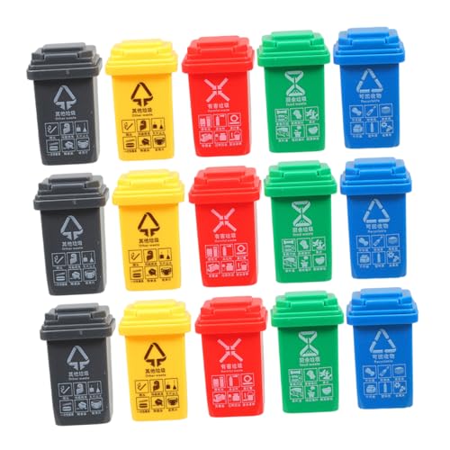 YARNOW 15 Stück Müllsortierbehälter Für Miniatur-sortierbehälter Mülleimer Puppenhauszubehör Mini-gartenzubehör Desktop-mülleimer Klassifizierung Mülleimer Plastik von YARNOW