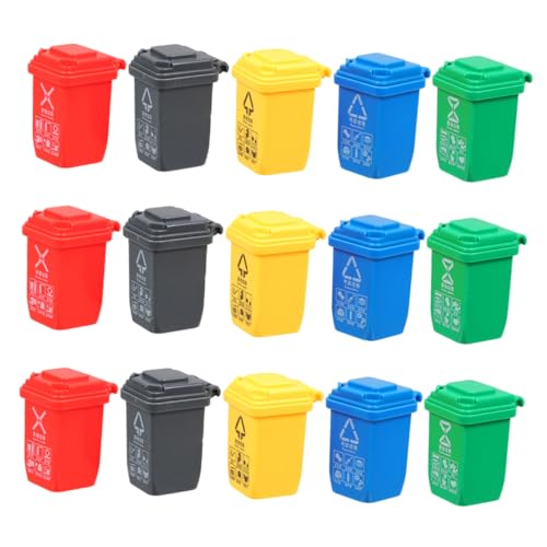 YARNOW 15 Stück Müllsortierbehälter Für Miniaturmüllbehälter Mülleimer-Ornament DIY Puppenhaus-küchendekoration Desktop -mini -müll Kann Handwerk DIY Zubehör Mini-mülleimer Plastik von YARNOW