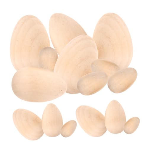 YARNOW 15 Stück Teiliges Holz Eier zum Bemalen Natürliche DIY Bastel Eier aus Massivem Holz Realistische Dekorationseier für Vase Party und Osterdeko Handliche Simulationseier für von YARNOW