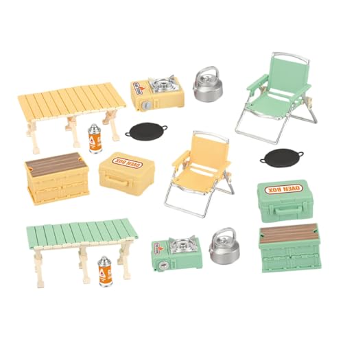 YARNOW 16stücke Teiliges Miniatur Campingkocher Set Puppenhaus Camping Tisch Und Stühle Handyständer Für Puppenhaus Deko Möbel Zubehör von YARNOW