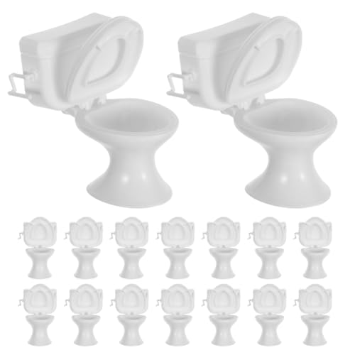 YARNOW 16-Teiliges Mini-Toilettensitz-Spielzeug: Puppenhausmöbel – 1:12 Miniatur-Badezimmer-Toilettenmöbel – Mini-Haus-Badezimmerzubehör von YARNOW