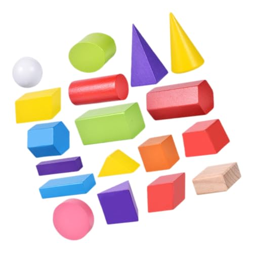 YARNOW 18 Stück Teiliges Geometrischer Holzbausteine Stapelbare Spielzeuge zur Formenerkennung für Kleinkinder Kreativität und Hand Augen Koordination von YARNOW