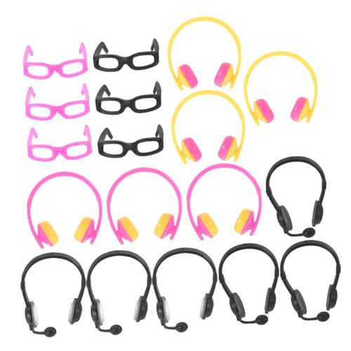 YARNOW 18 Stück Teiliges Mini Puppen mit Headset und Sonnenbrillen Dekorative Puppen Accessoires für DIY Bastelprojekte Leicht und Kompakt Geeignet für Puppenmode und Fotoshootings von YARNOW