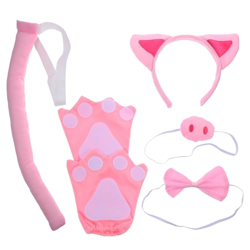 YARNOW 1Satz Cosplay Kostüm Mit Stirnband Fliege Nase Und Handschuhen Für Halloween Und Partys Niedliche Schweineaccessoires Für Kreative Verkleidungen von YARNOW