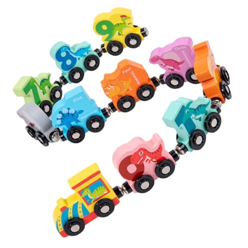 YARNOW 1Satz Dinosaurier Zahlenzug Set für Kleinkinder Hölzernes Lernspielzeug Hand Augen Koordination für Kreative Spielstunden und Praktische Fähigkeiten von YARNOW